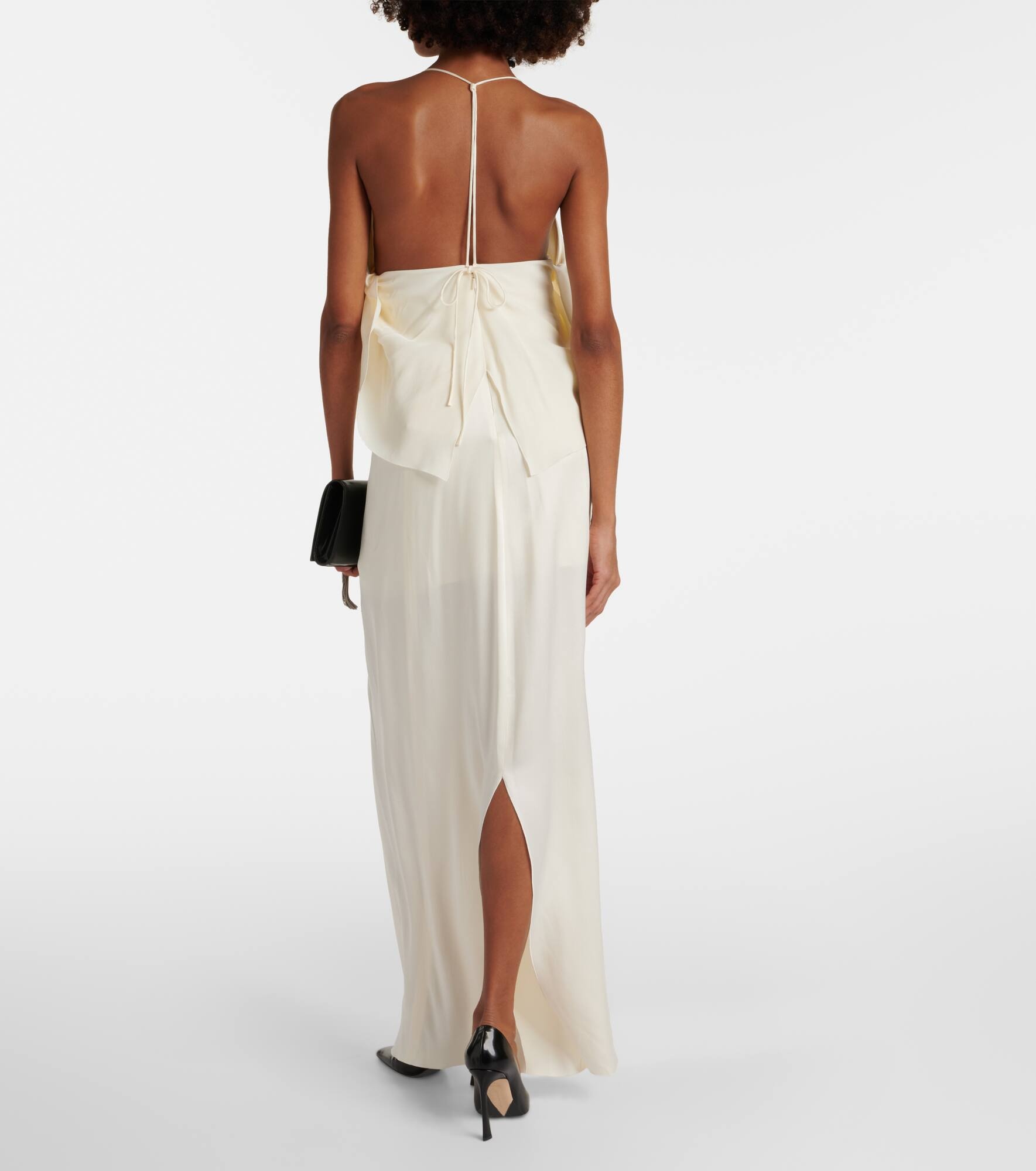 Cutout crêpe satin gown - 3