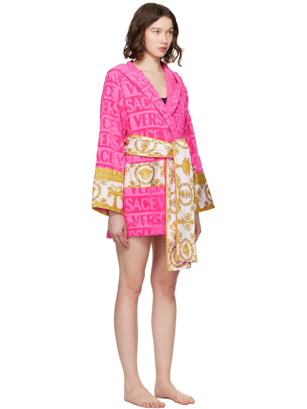 Pink 'I Heart Baroque' Short Bathrobe - 2
