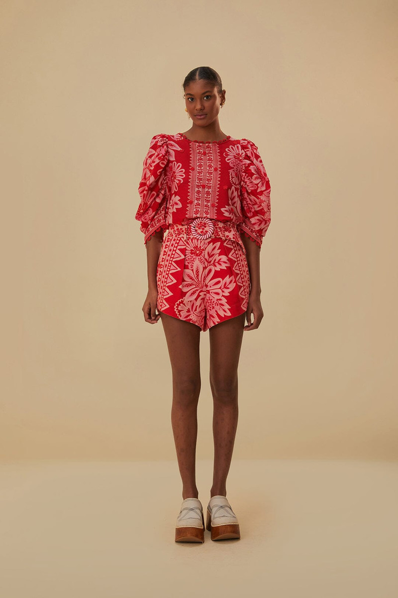Flora Tapestry Red Blouse 3