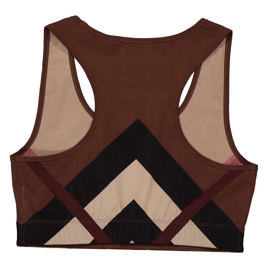 Burberry Dark Birch Brown Immy Chevron Check Print Cropped Top - 2