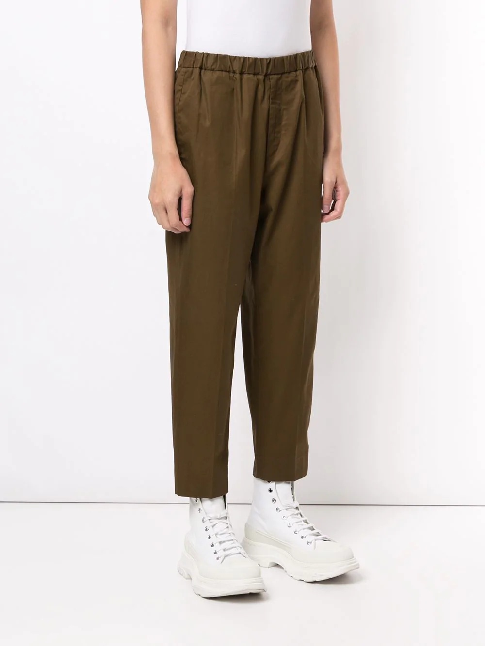 elasticated flat front trousers - 3