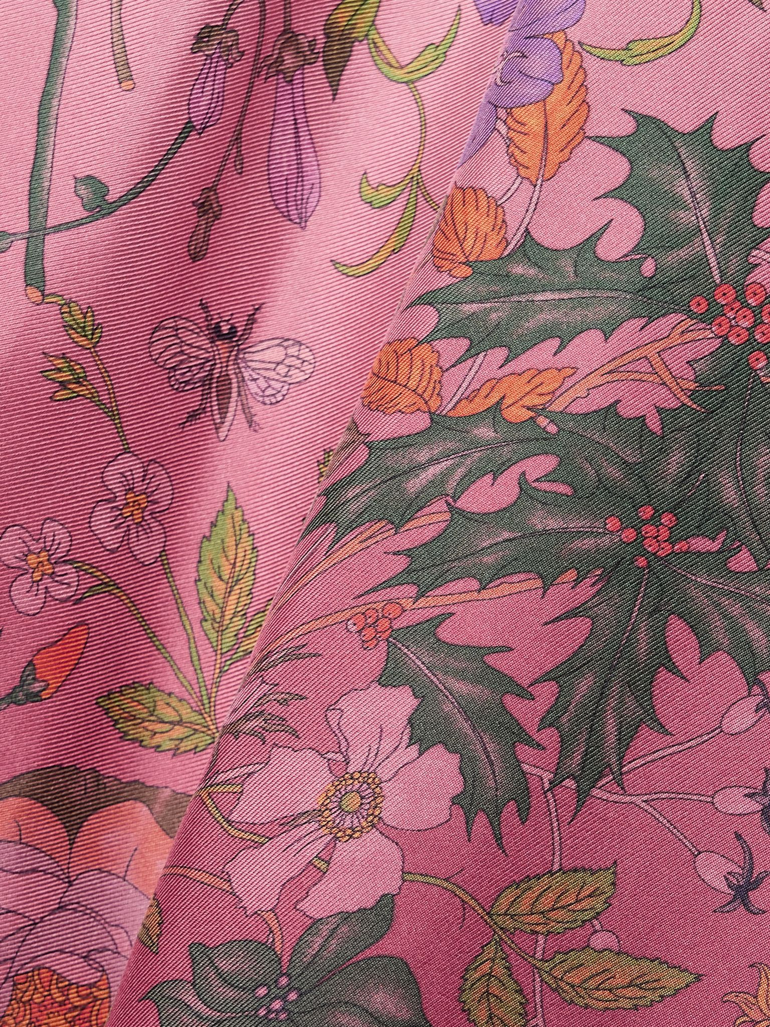 Pussy-bow floral-print silk-twill shirt Red - 5
