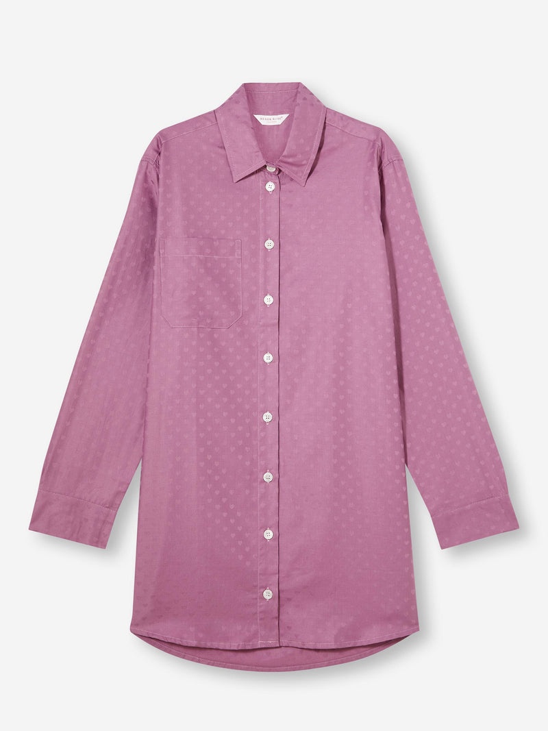 Women's Nightshirt Kate 10 Cotton Jacquard Purple - 3