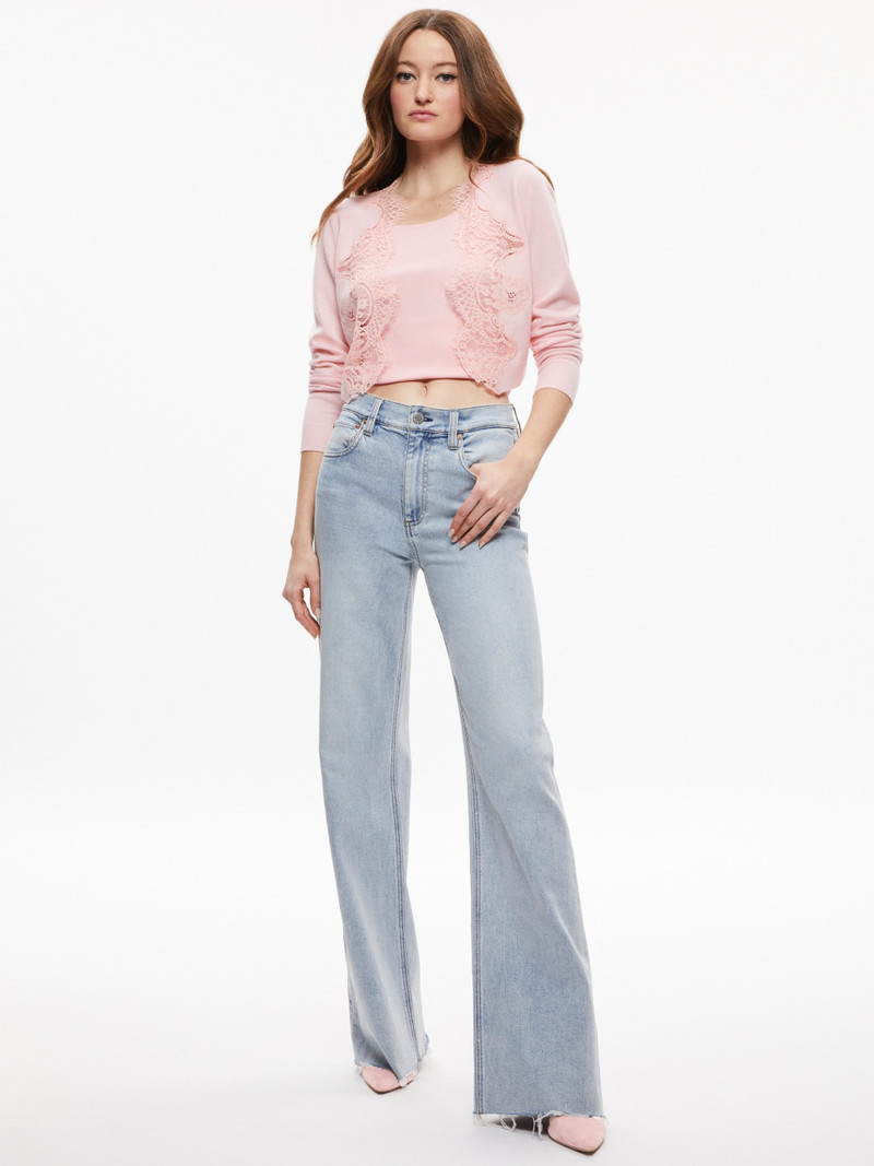 Alice + Olivia UMA LACE TRIM CARDIGAN outlook