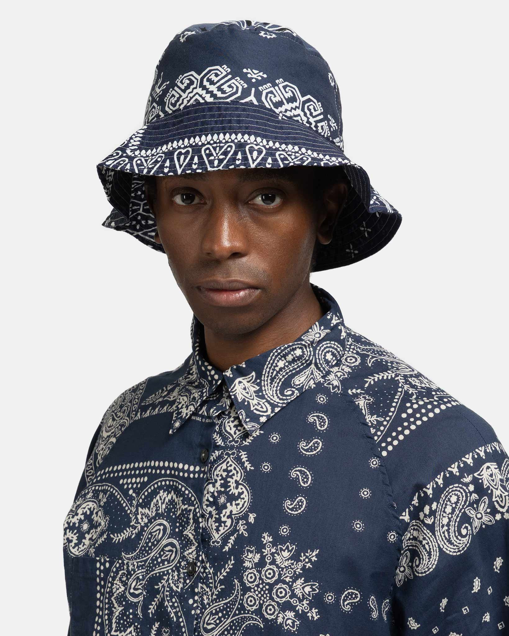 Bandana Patchwork BUCKET Hat Purple Navy - 2