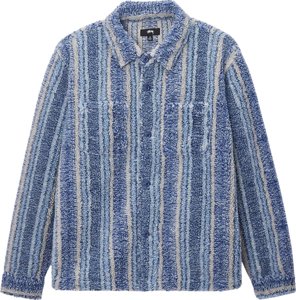 STUSSY Men Stripe Sherpa Shirt - 1