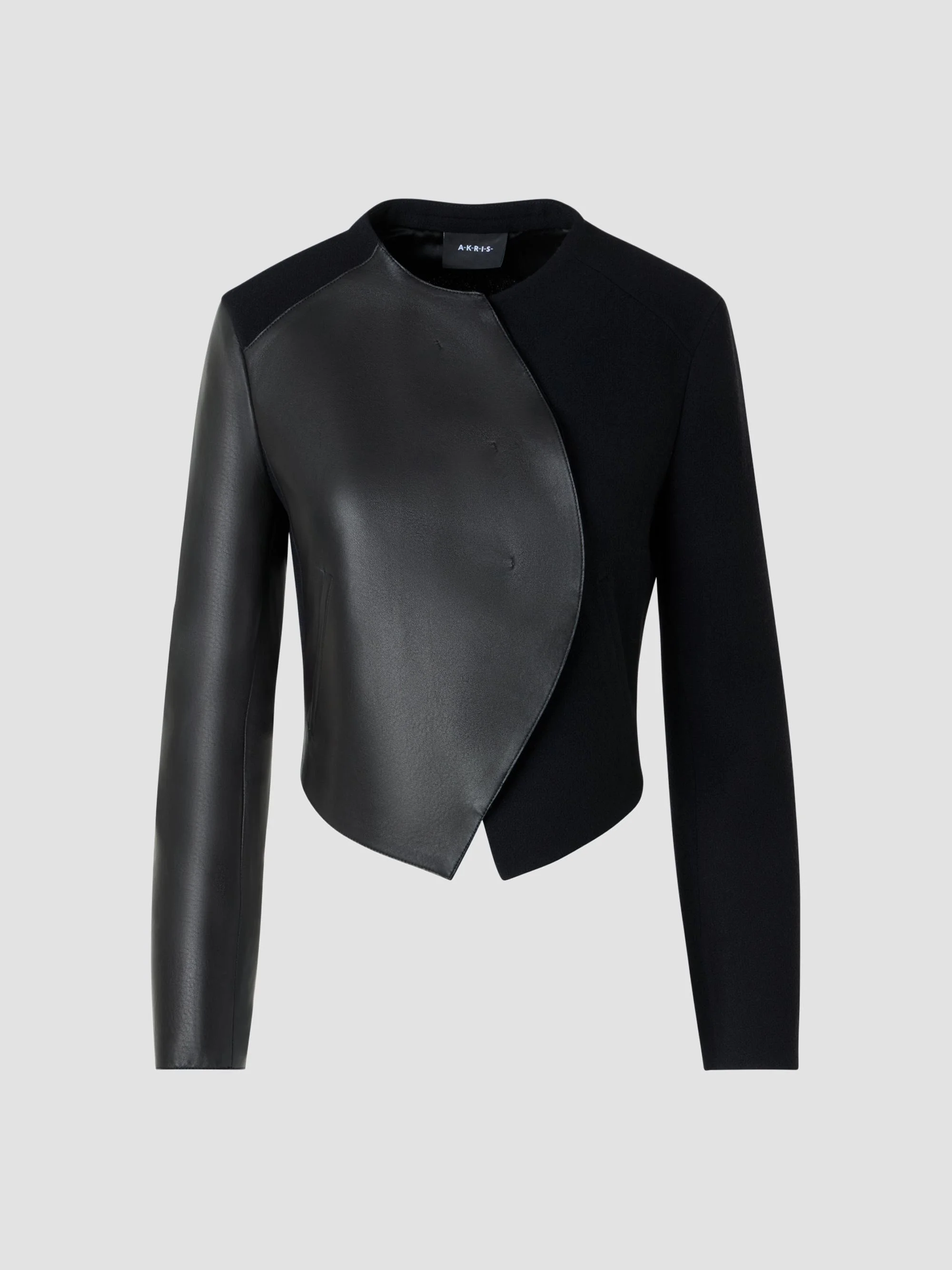 Women's Hynora Leather-Inset Virgin Wool Jacket - Black - 1