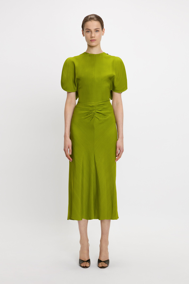slim fit dress slacks Parrot Green Crushed Dress | Harmony Hues main image 1