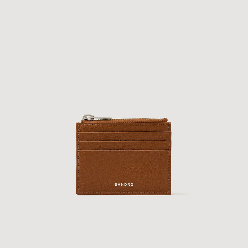 GRAINED LEATHER ZIP CARD HOLDER 1