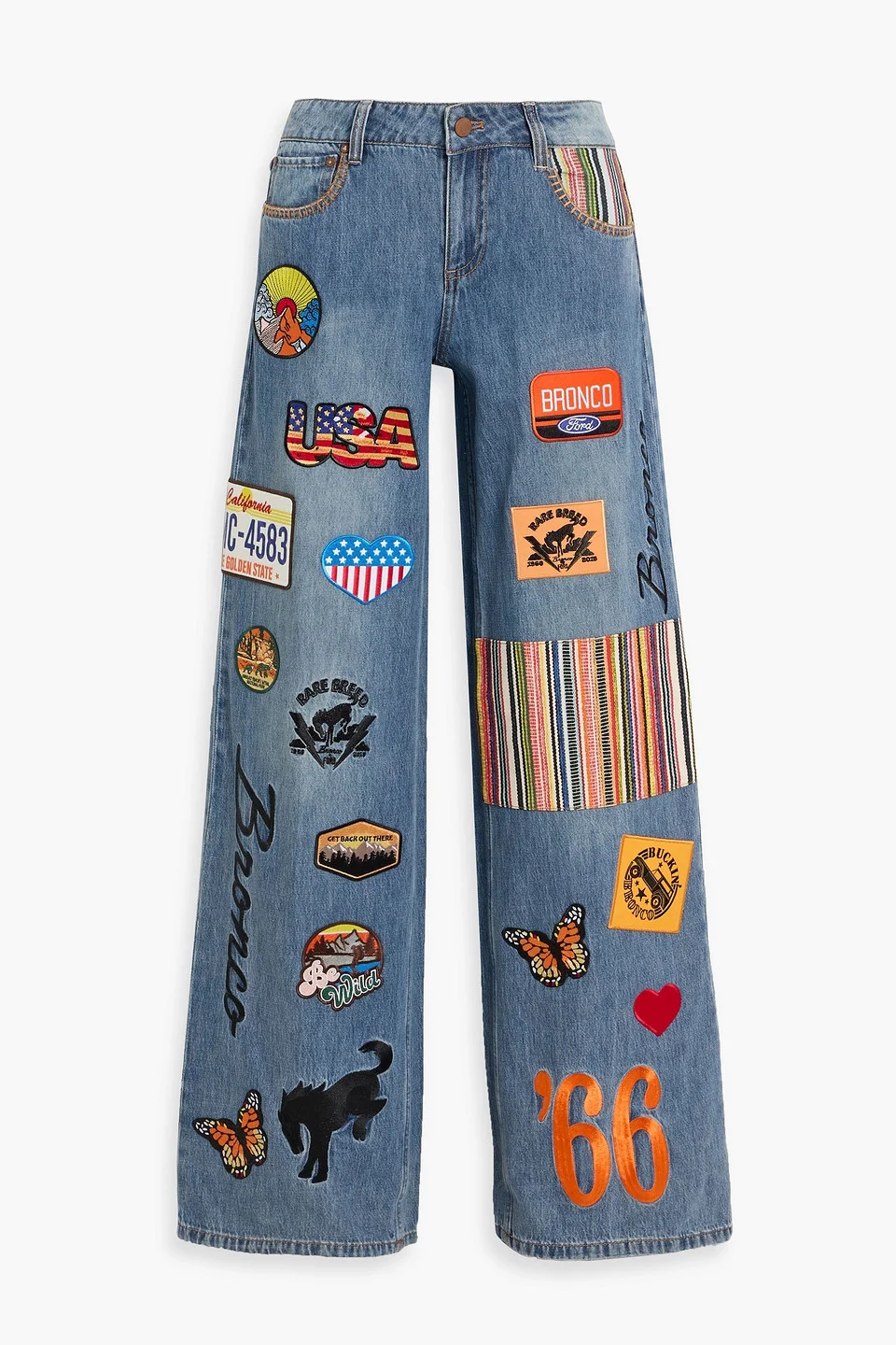 Trish patchwork low-rise wide-leg jeans - 1