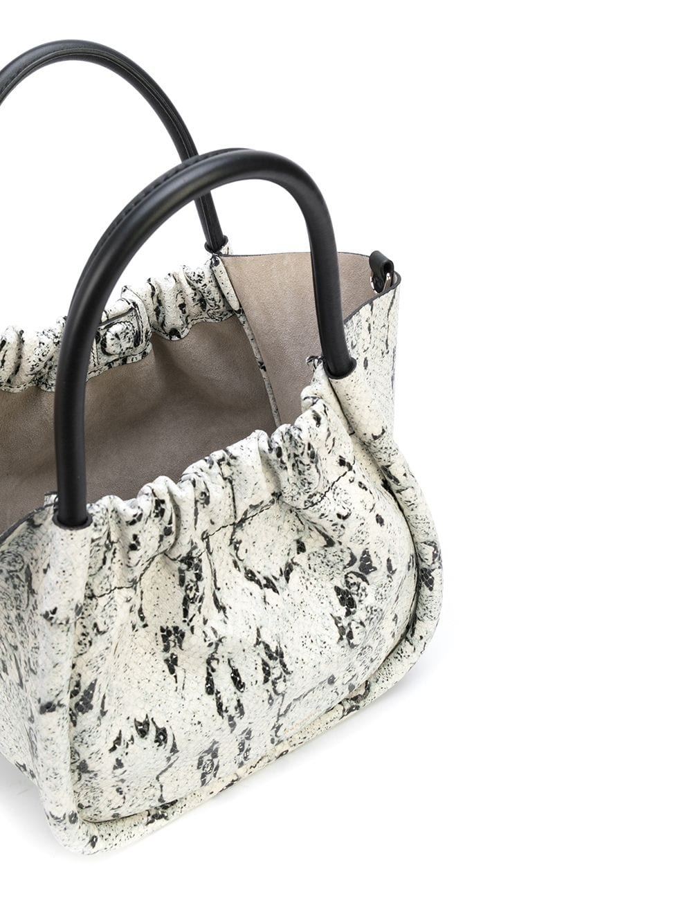 small snake-effect ruched tote bag - 5