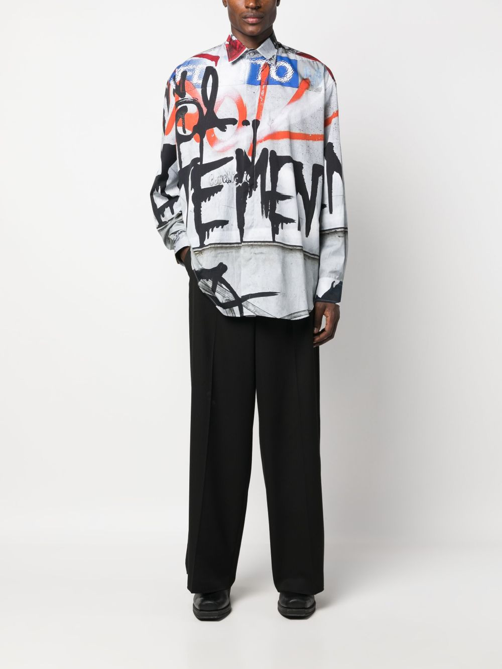 graffiti-print long-sleeve cotton shirt - 3