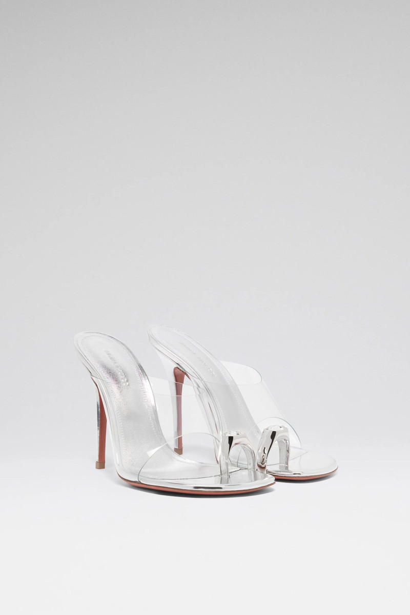 JUSTINE SLIPPER 105 SILVER MIRROR TRANSPARENT PVC AND SILVER TOE RING 4