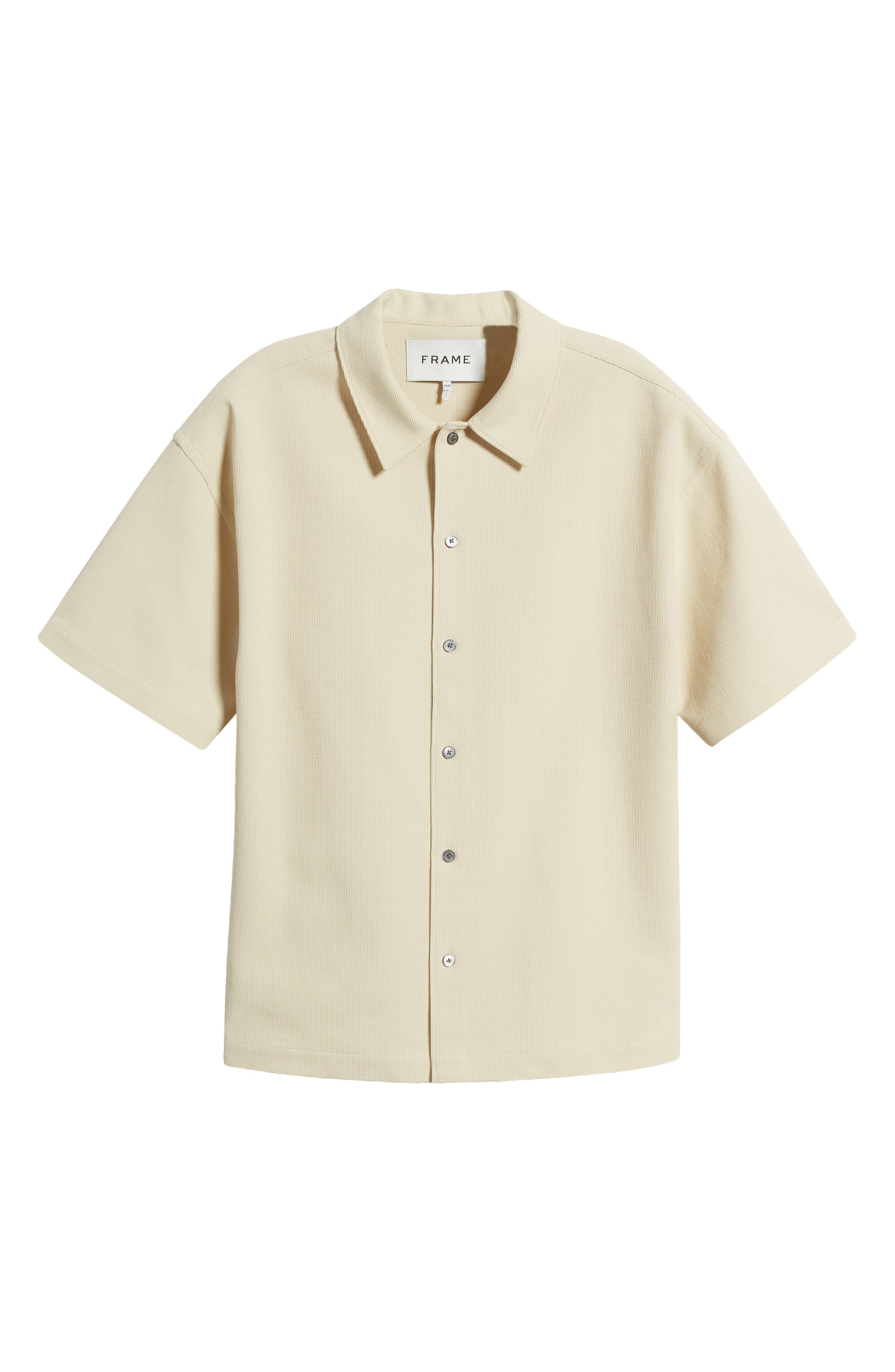 Textured Short Sleeve Button-Up Shirt - 5