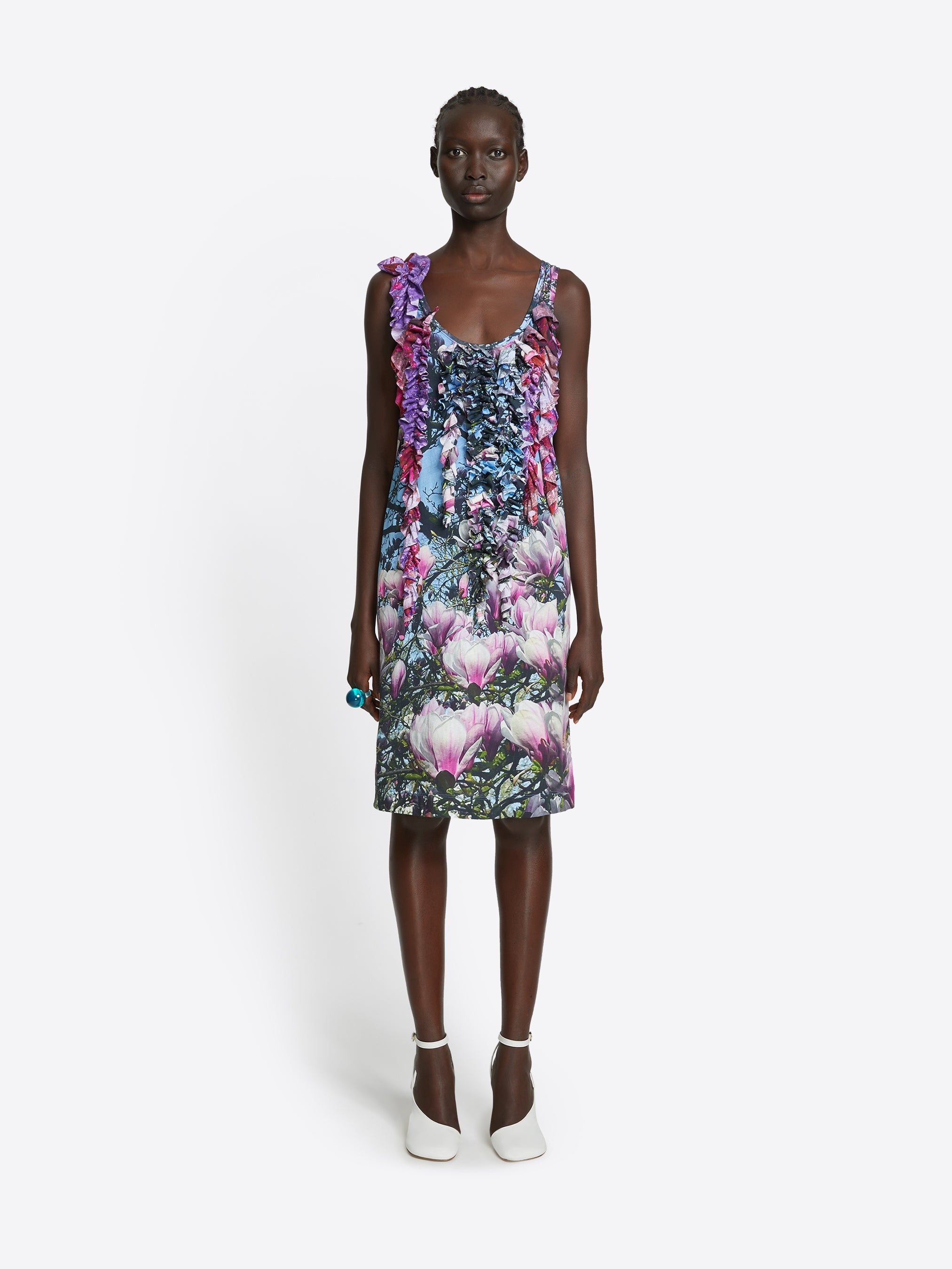 RUFFLE PRINTED DRESS - 2