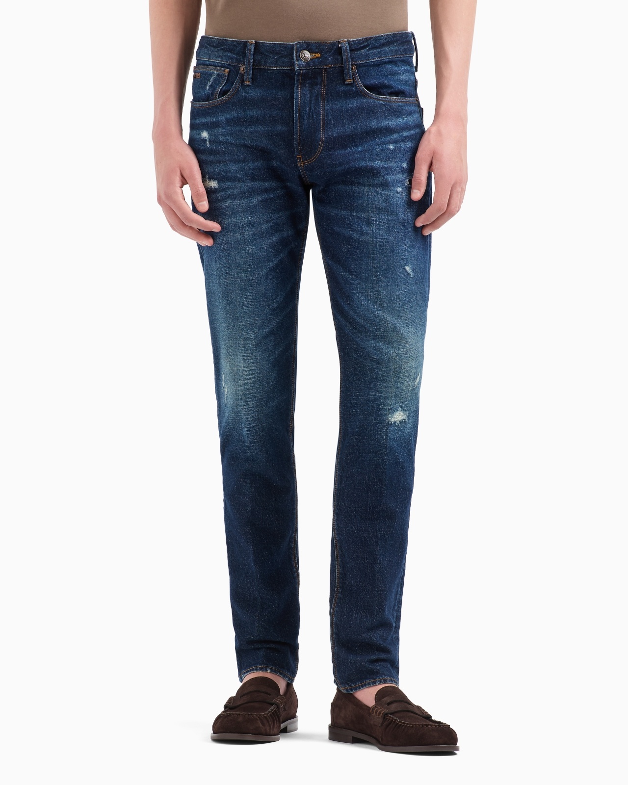J06 SLIM-FIT, WASHED STRETCH-DENIM JEANS WITH RIPS AND VEINING - 2