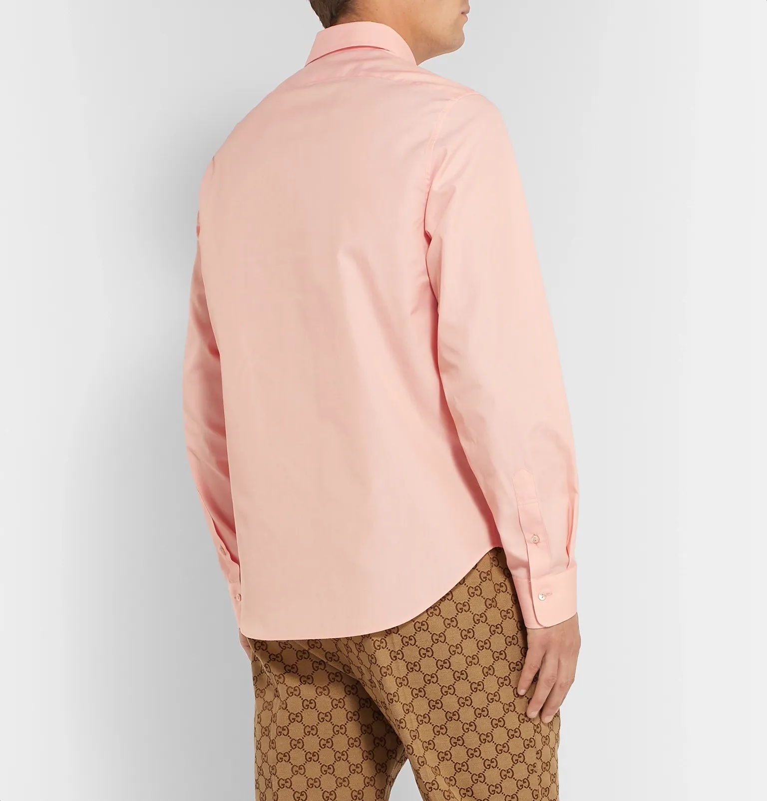 Peach Cutaway-Collar Cotton-Poplin Shirt - 5