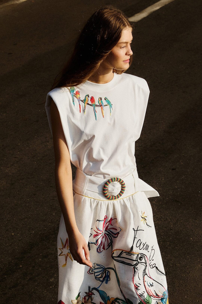Off-White Birds On Branch Embroidered Organic Cotton T-Shirt 1