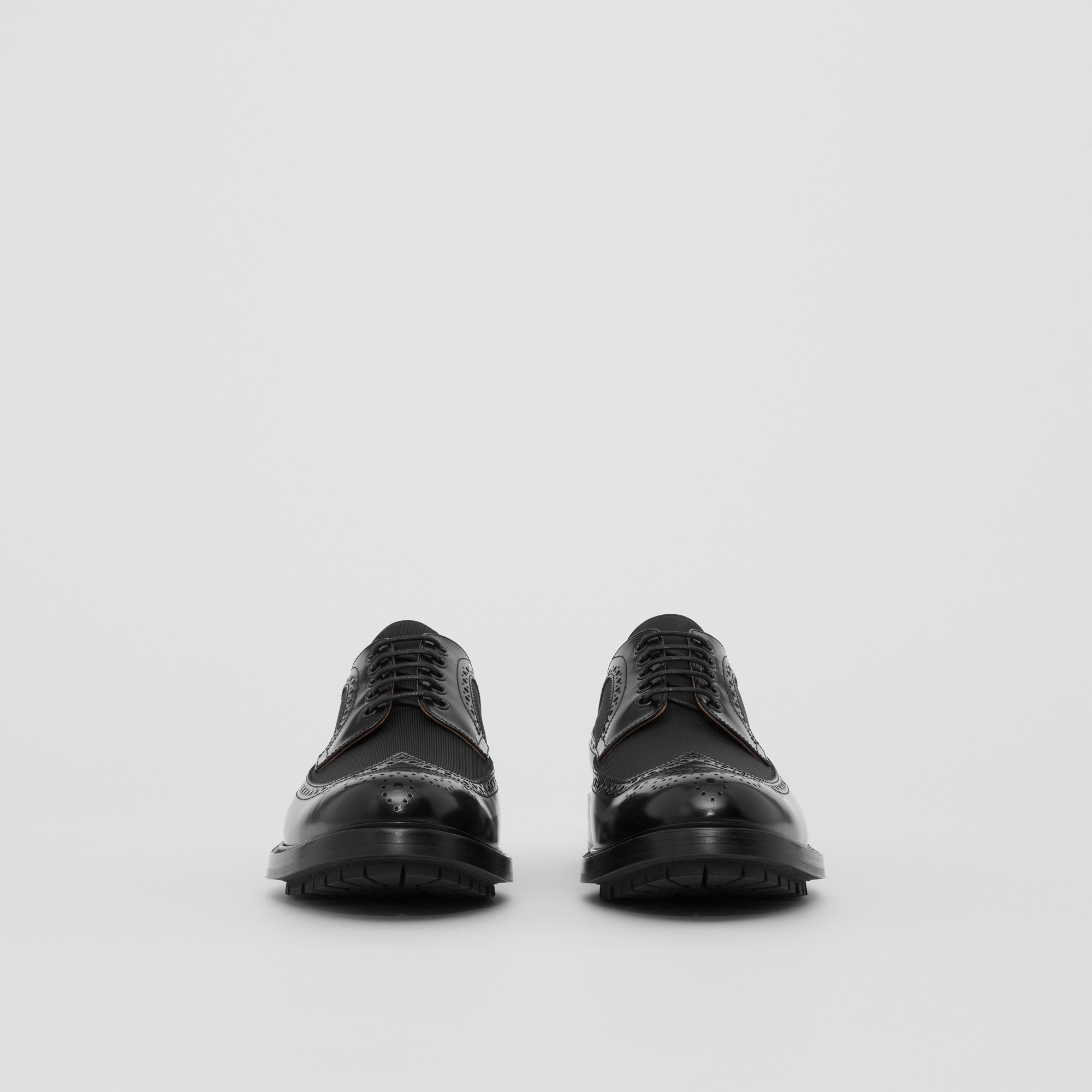 Grosgrain Panel Leather Derby Shoes - 4
