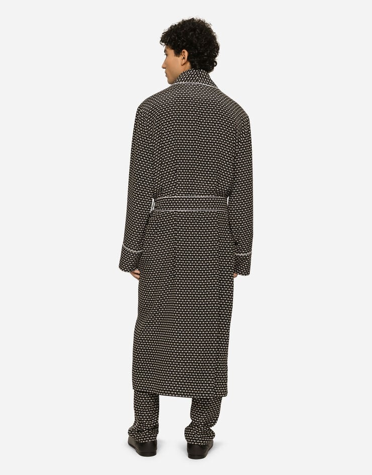 Crepe de chine robe with DG logo print - 3