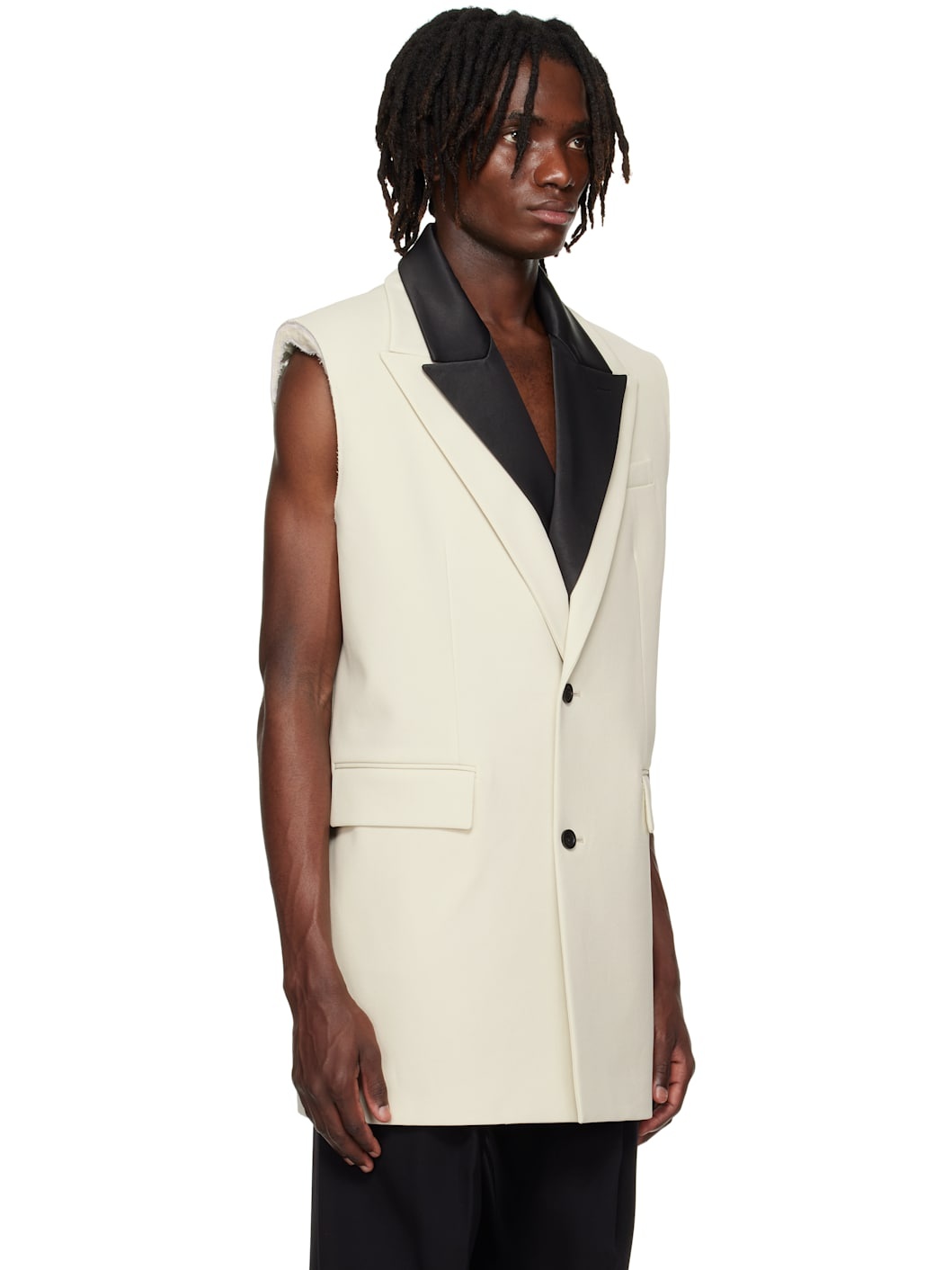 SSENSE Exclusive Beige & Black Double Layer Sleeveless Blazer - 2