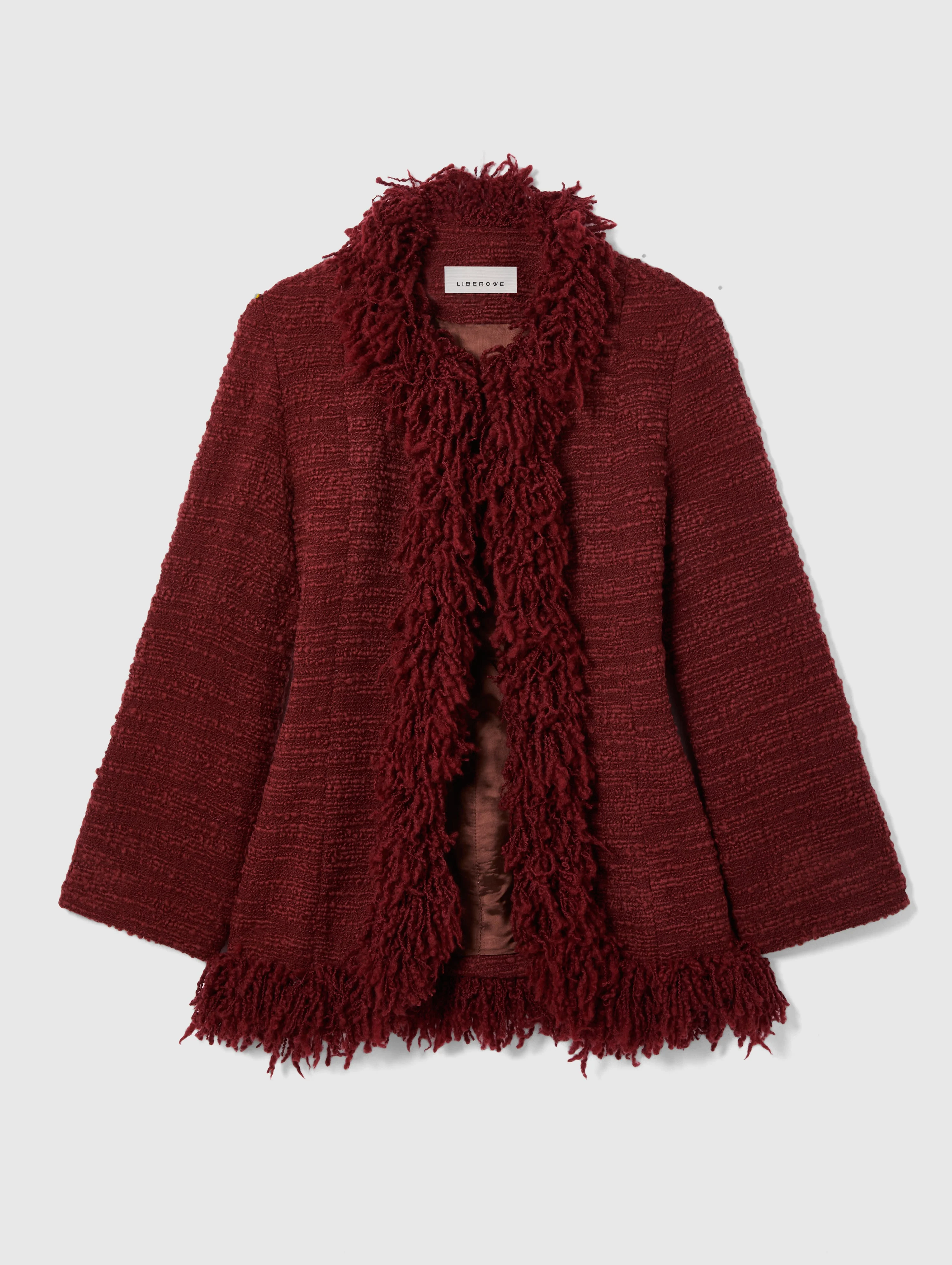 PRE-ORDER/ BURGUNDY FRINGE BANKER JACKET - 1
