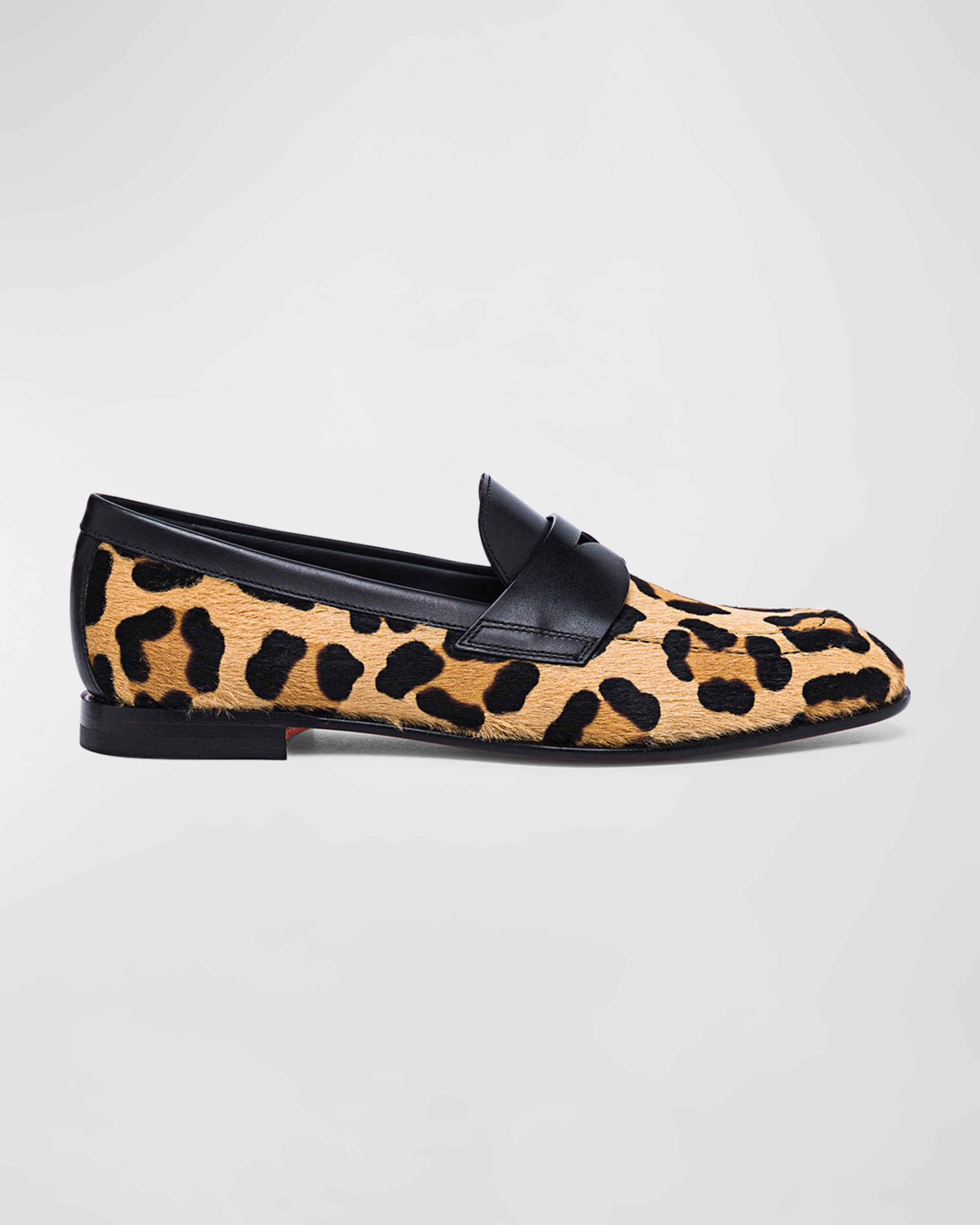 Facile Leather Leopard Penny Loafers - 1