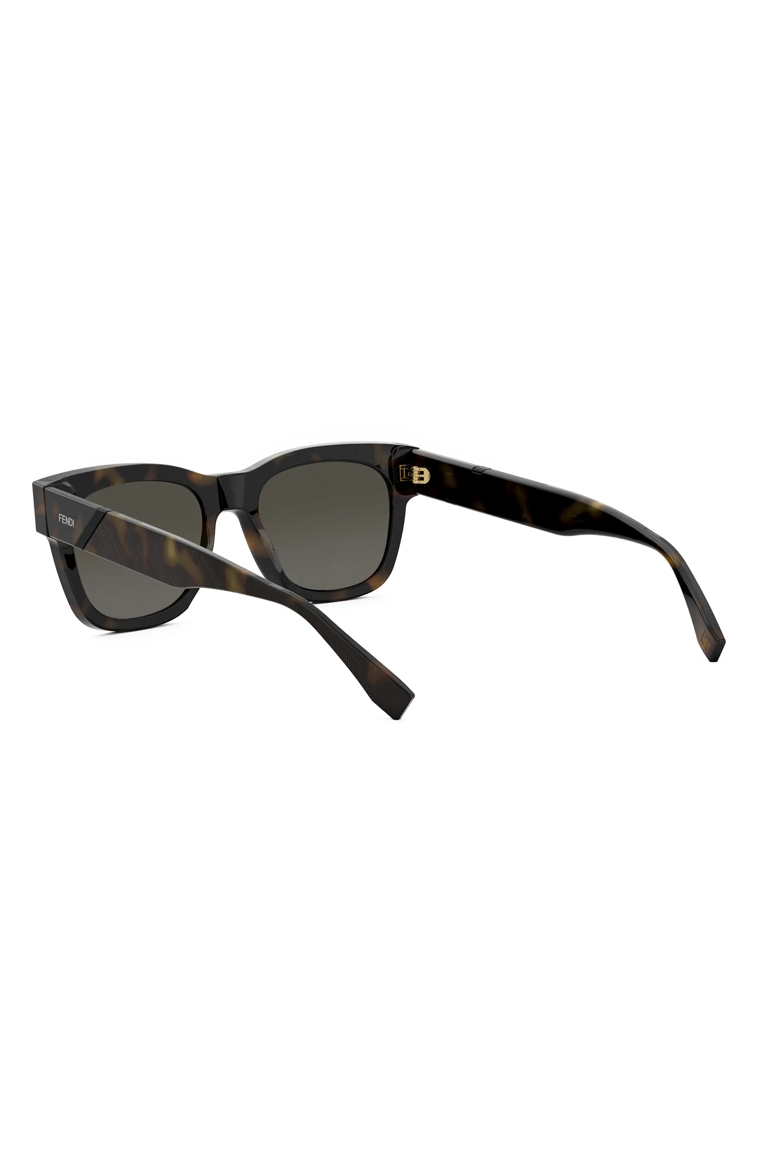 'Fendi Diagonal 51mm Square Sunglasses in Dark Havana /Smoke - 8