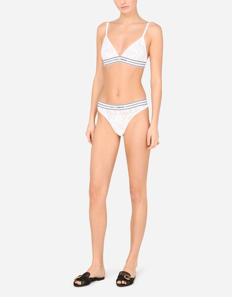 Lace thong with branded elastic - 2