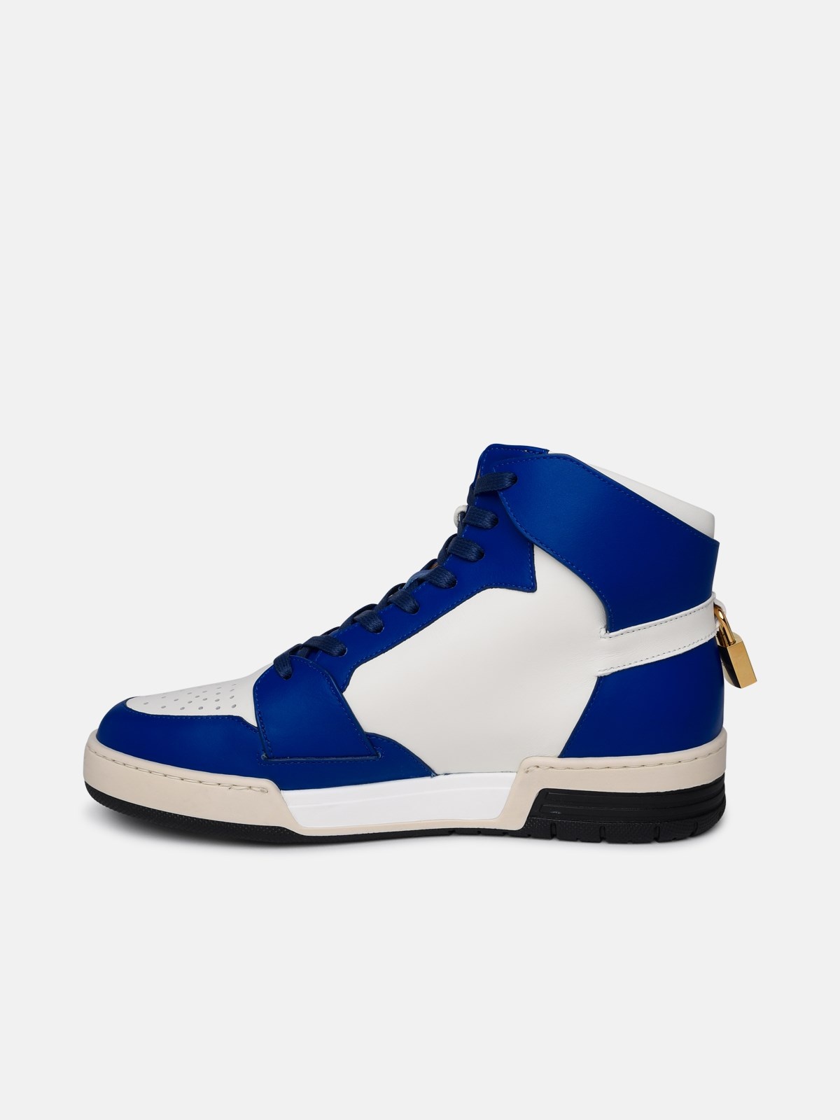 'AIR JON' WHITE AND BLUE LEATHER SNEAKERS - 3