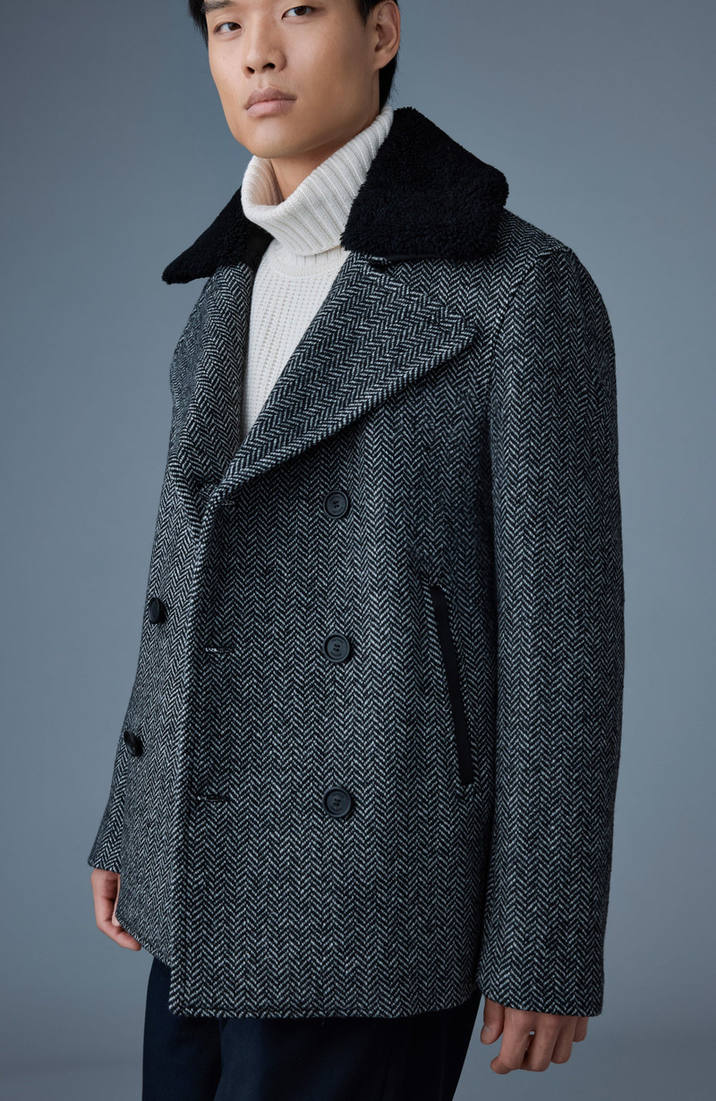 MACKAGE COLE-HB Wool Herringbone jacket with shearling collar outlook