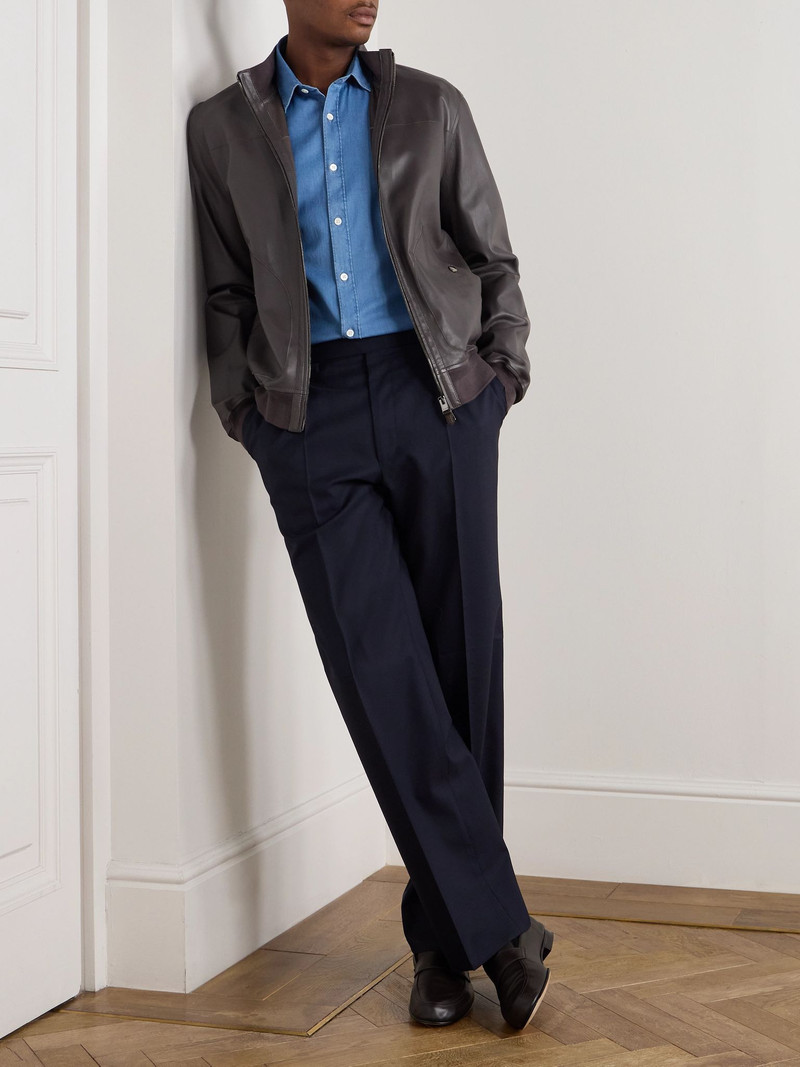 Canali Cotton-Blend Chambray Shirt Blue outlook