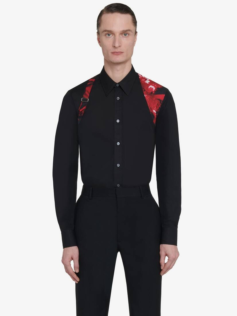 Men's Wax Flower Harness Shirt in Black 1