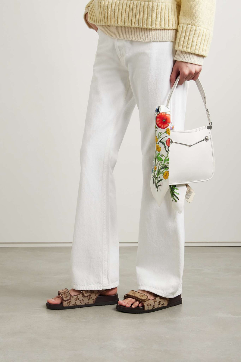 GUCCI Moritz embellished canvas-jacquard slingback sandals outlook