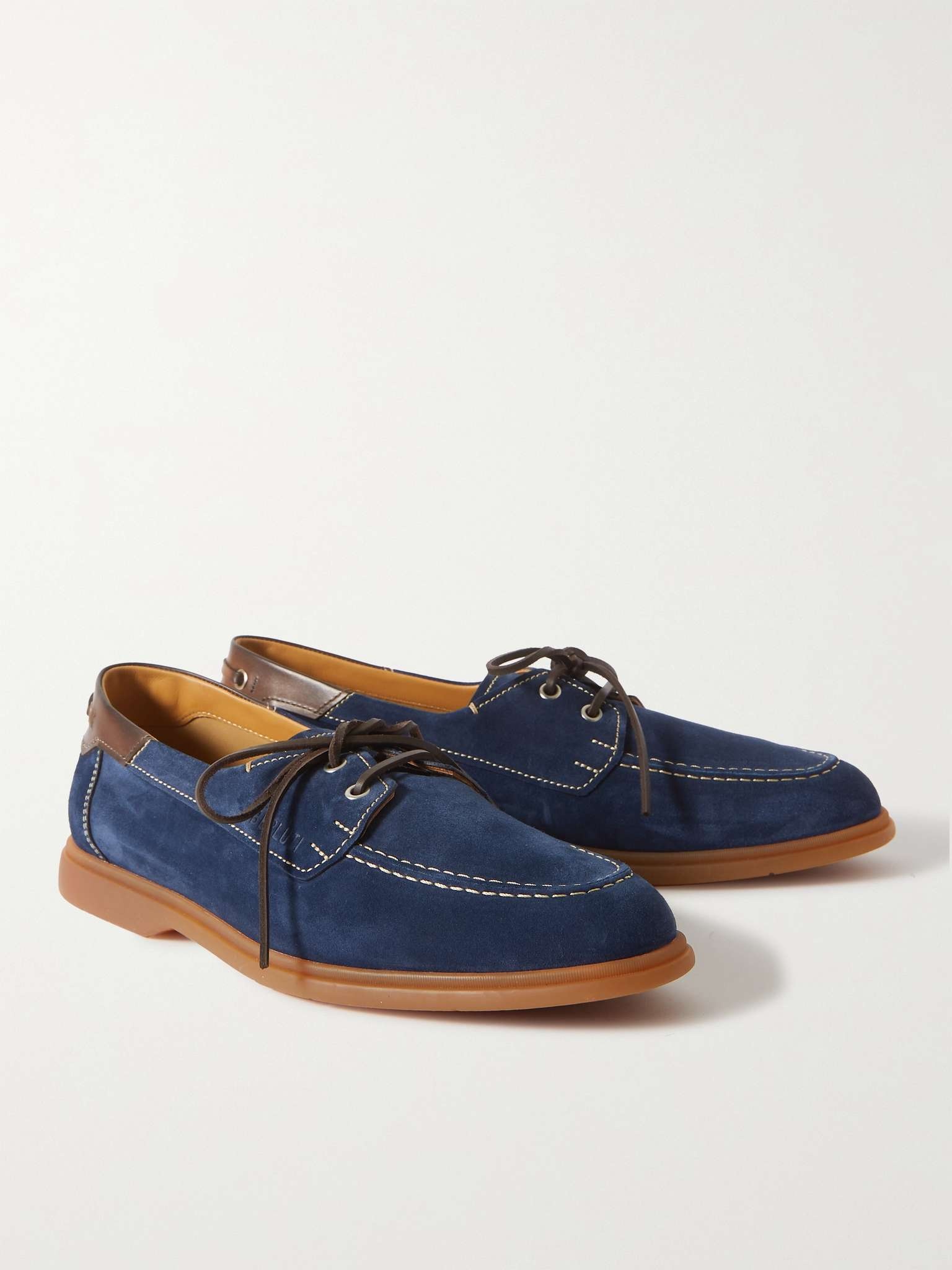 Latitude Leather-Trimmed Suede Boat Shoes - 4