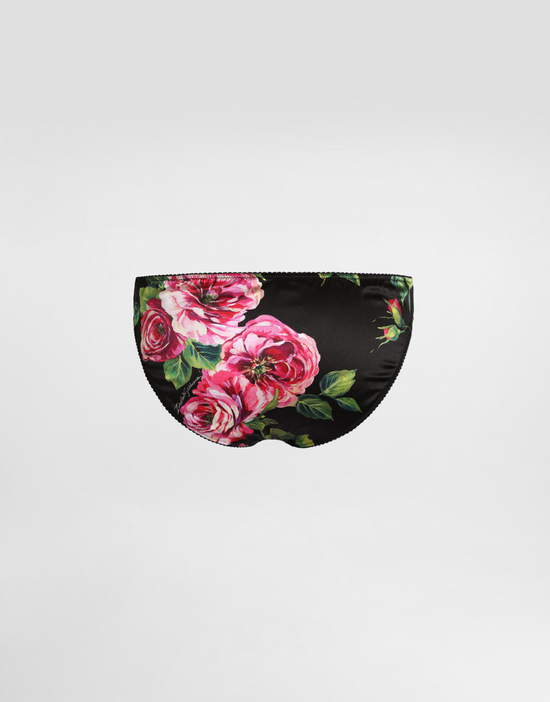Dolce & Gabbana Rose-print satin and tulle panties outlook