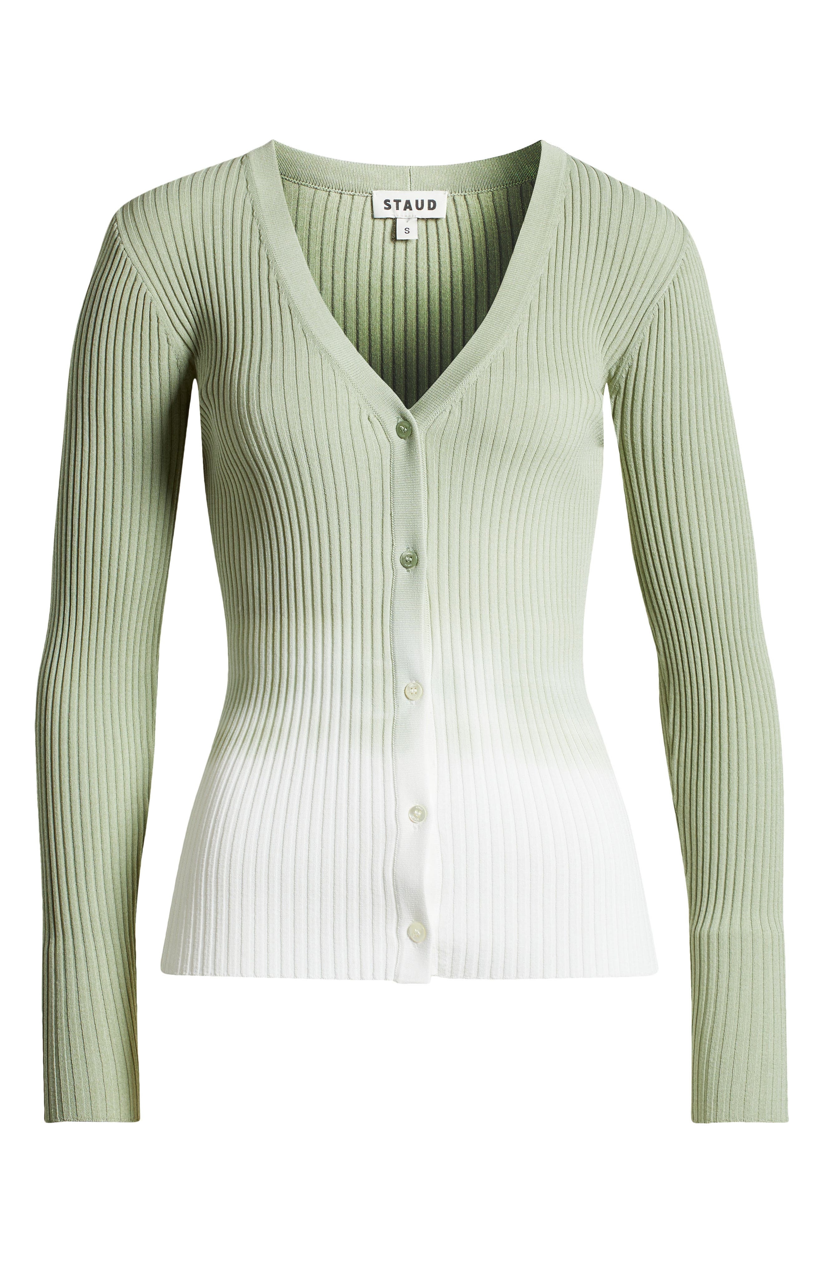 STAUD Ombré Rib Cardigan in Jade Drift Tie Dye at Nordstrom - 5