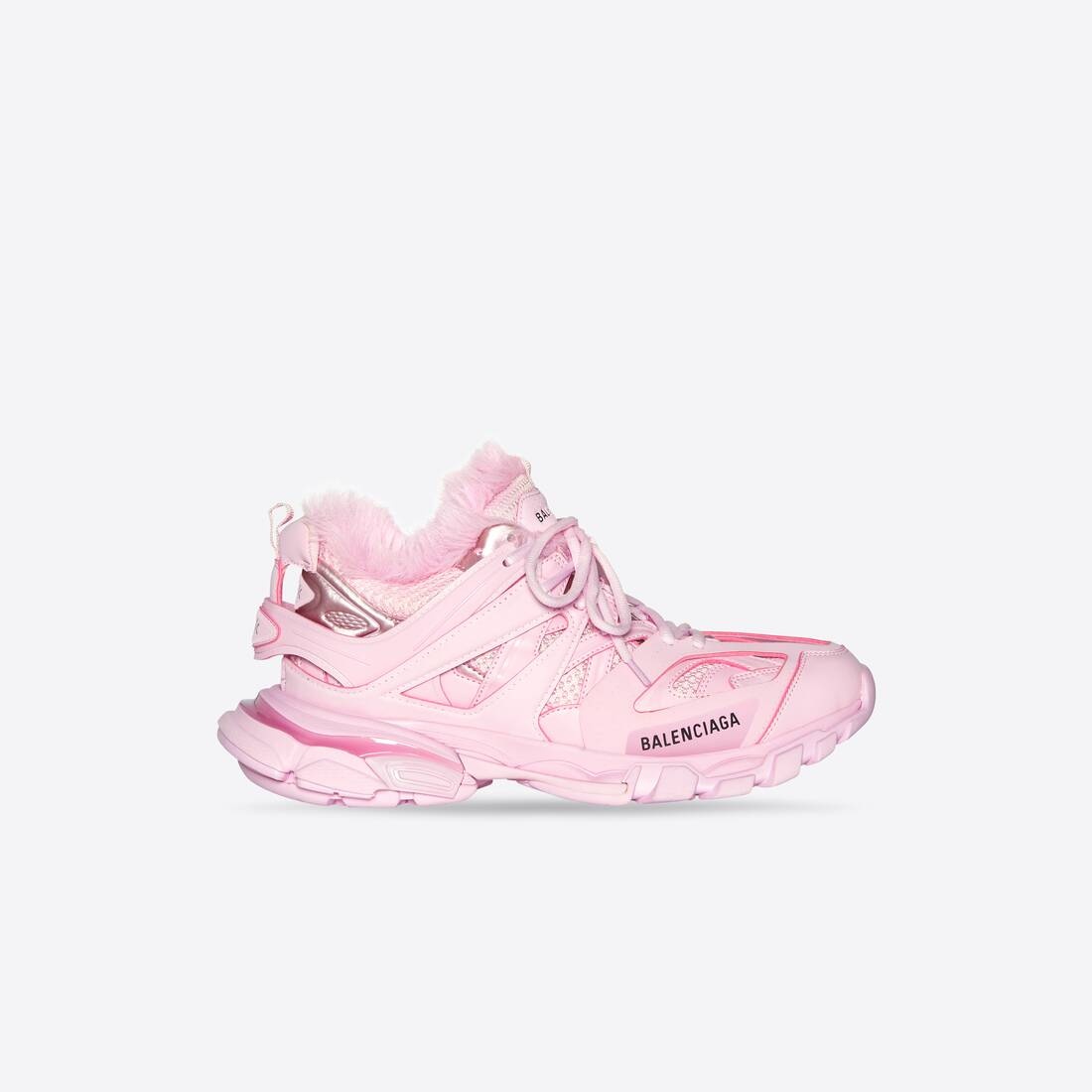 Women's Track Sneaker Fake Fur in Pink - 1