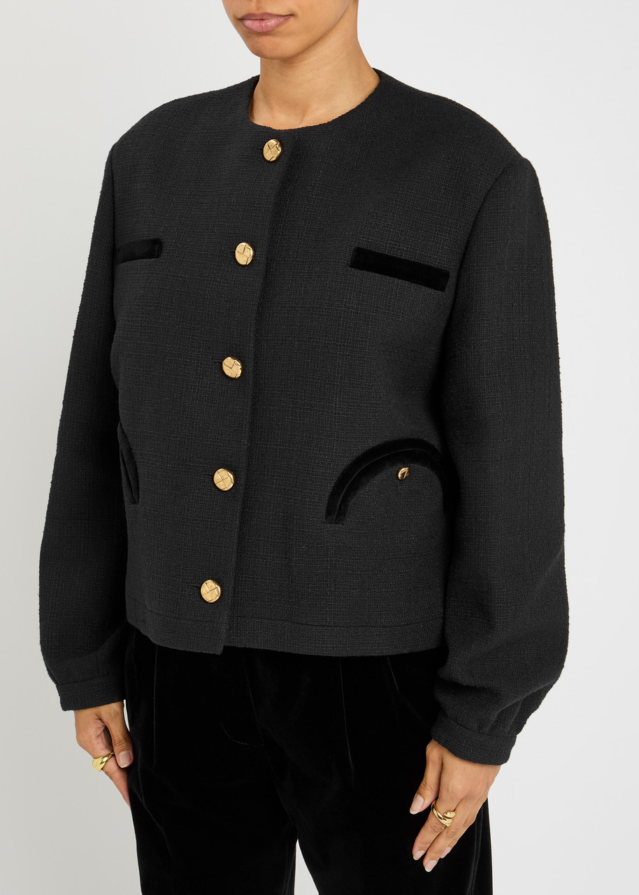Blaze Milano Shamo Bolero Velvet-trimmed Tweed Jacket - 2