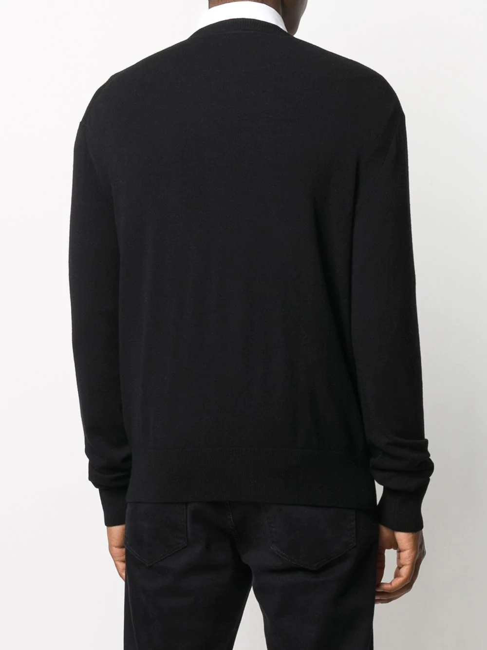 logo-embroidered fine knit jumper - 4