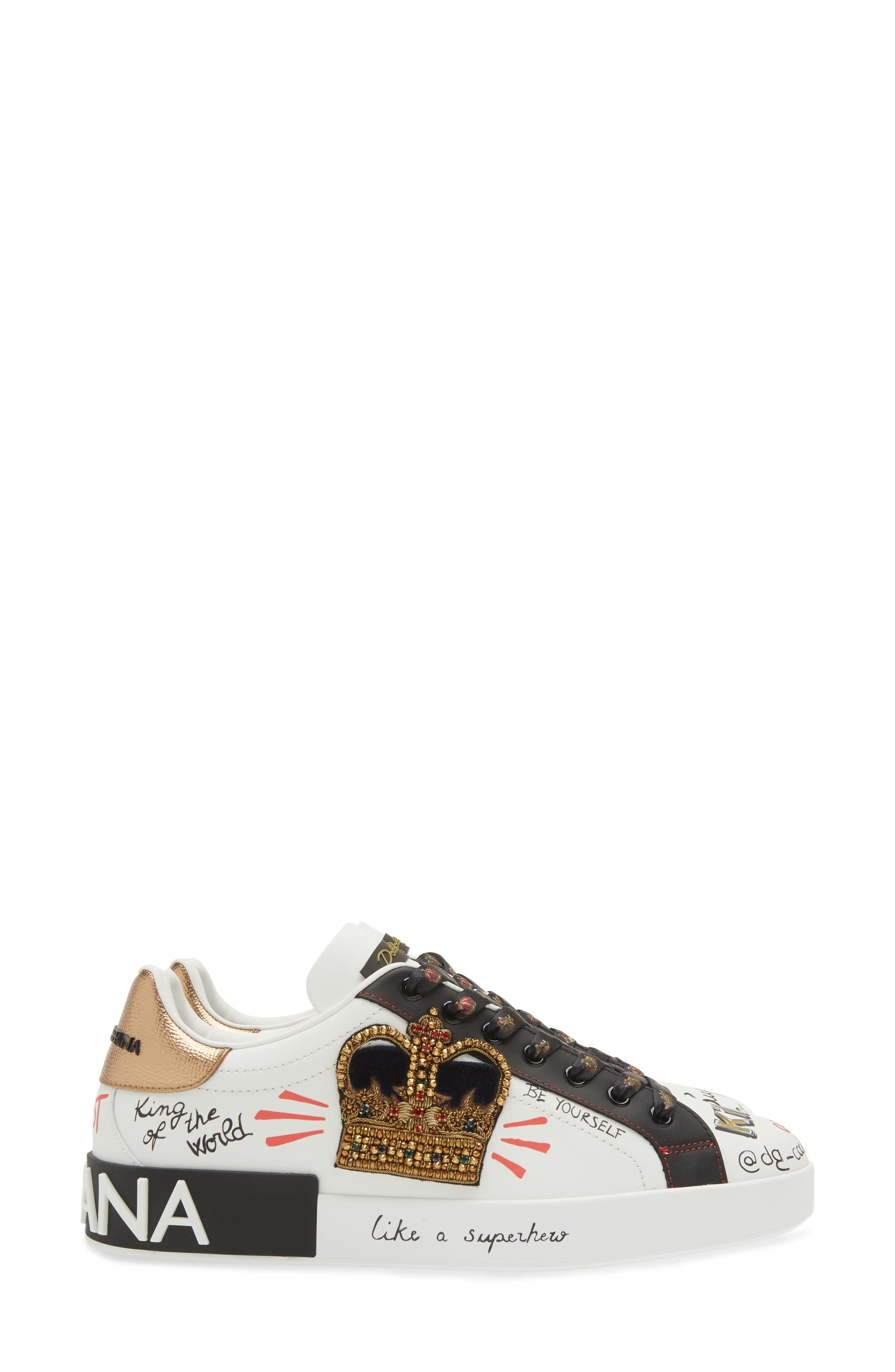 Dolce&Gabbana Portofino Graffiti Embellished Sneaker in White at Nordstrom - 3