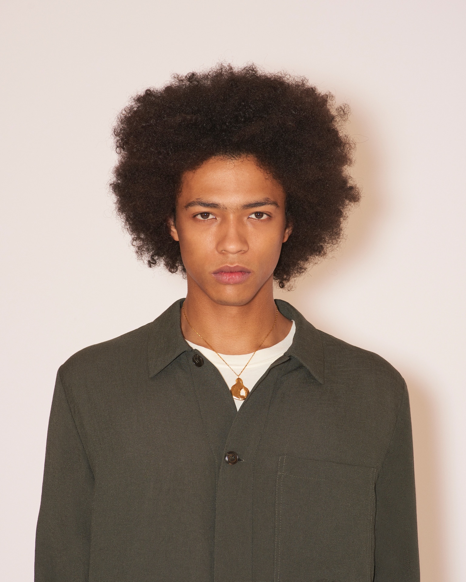 XAVI - Tech linen point-collar overshirt - Olive - 5