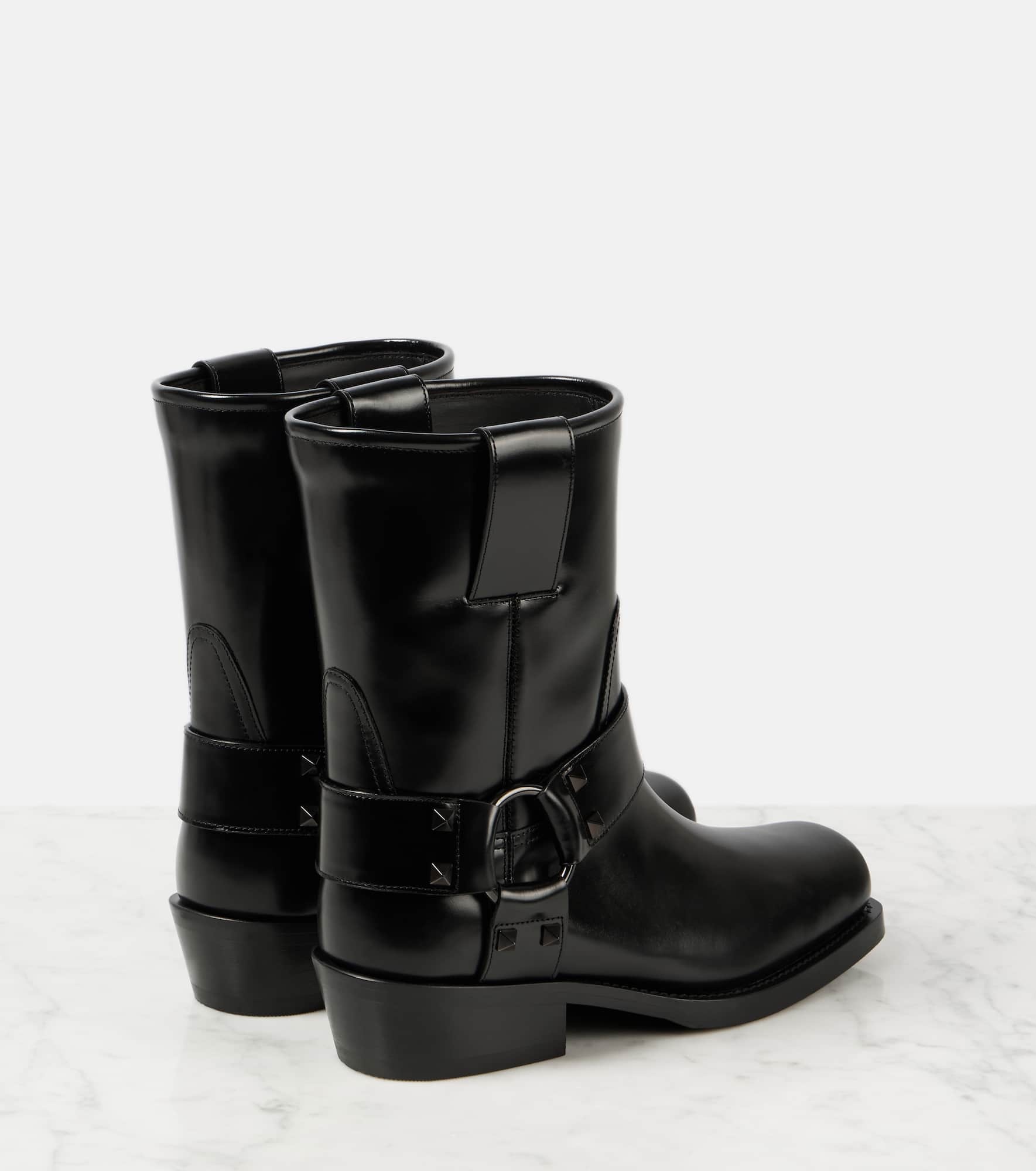 Rockstud leather biker boots - 2