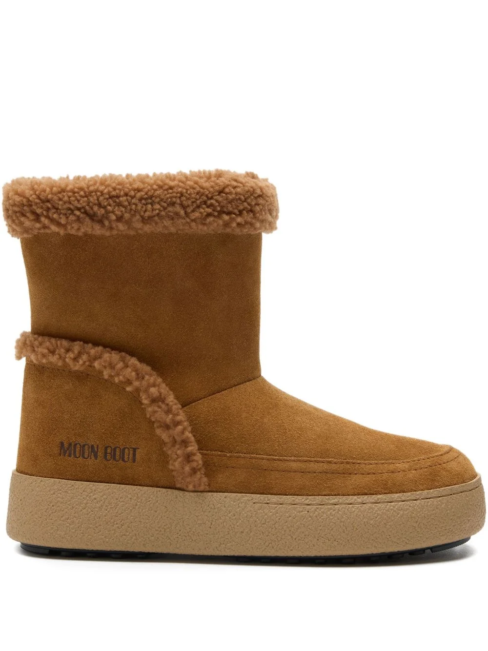 shearling-trimmed suede boots - 1