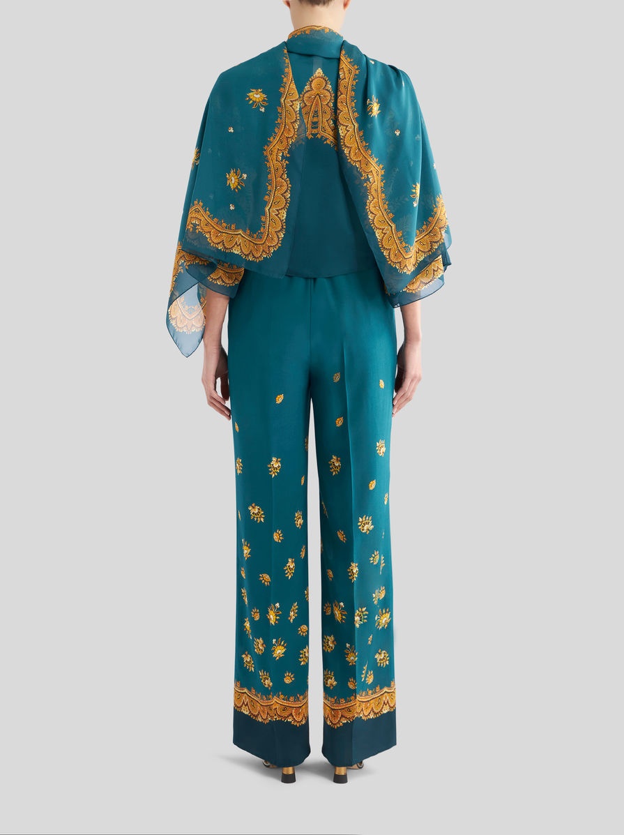 GEORGETTE SHRUG SHAWL WITH LEAFY PAISLEY PATTERN - 4