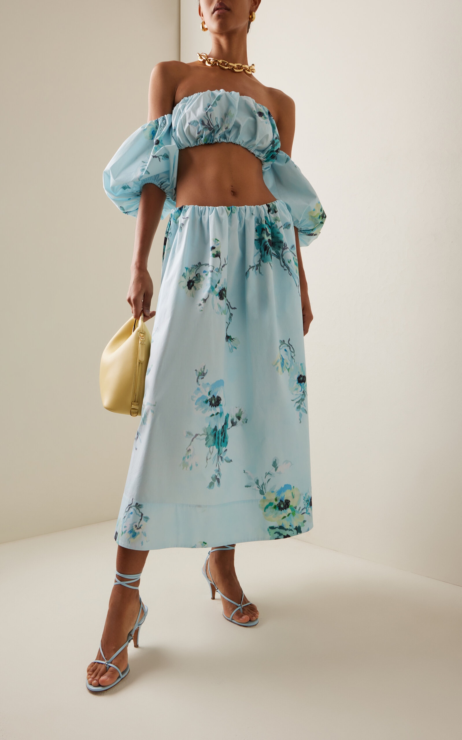【Zimmermann】LIGHTBURST フローラル コットン ミディスカート Zimmermann LIGHTBURST GATHERED MIDI SKIRT | REVERSIBLE