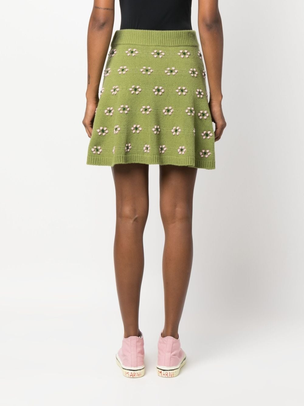 floral-motif wool skirt - 4