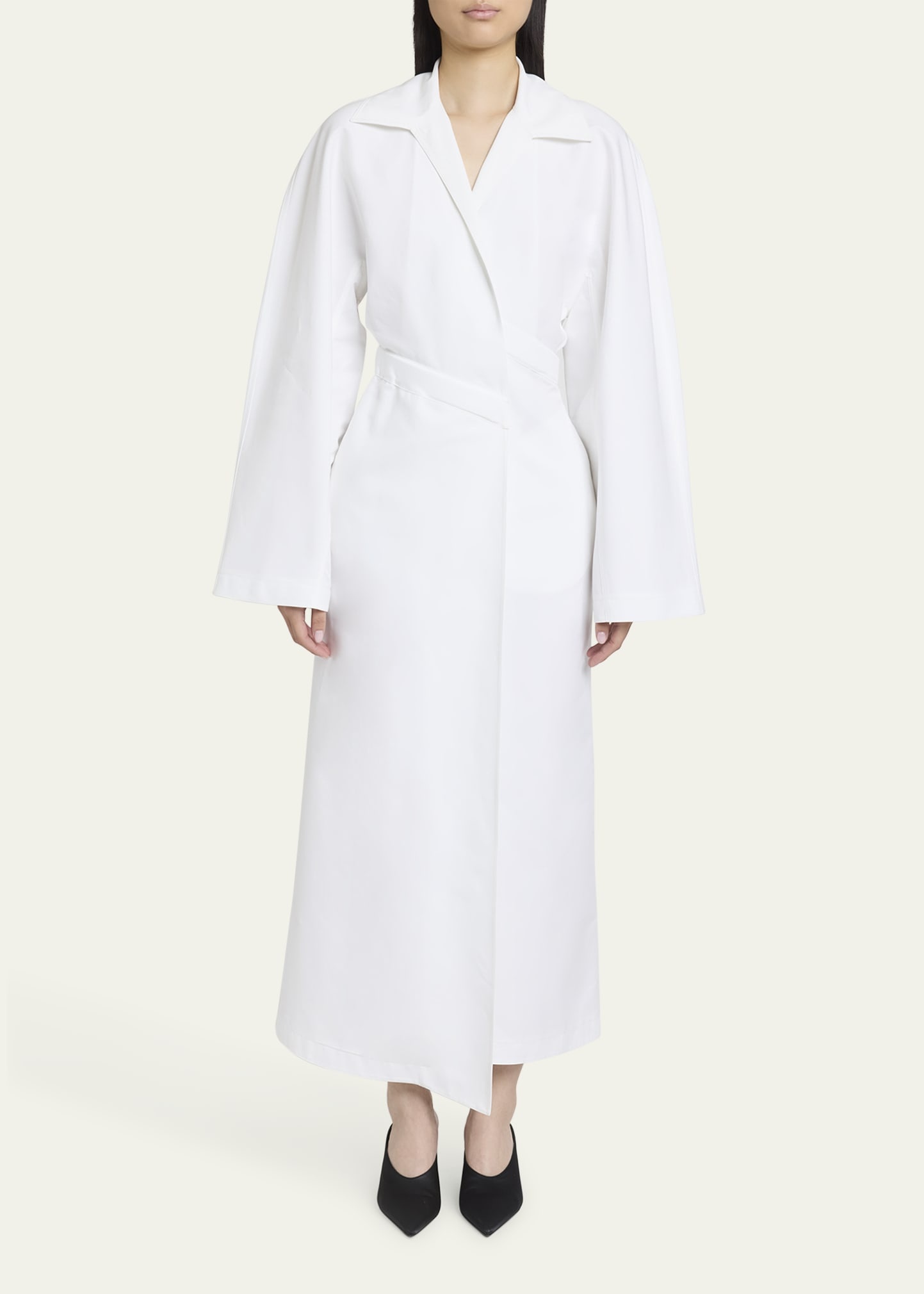 Long Wrap Poplin Shirtdress - 2