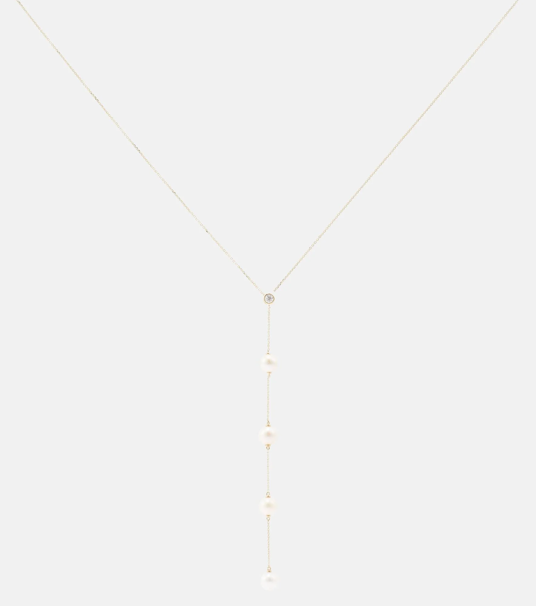 14kt gold necklace with diamonds and pearls - 1