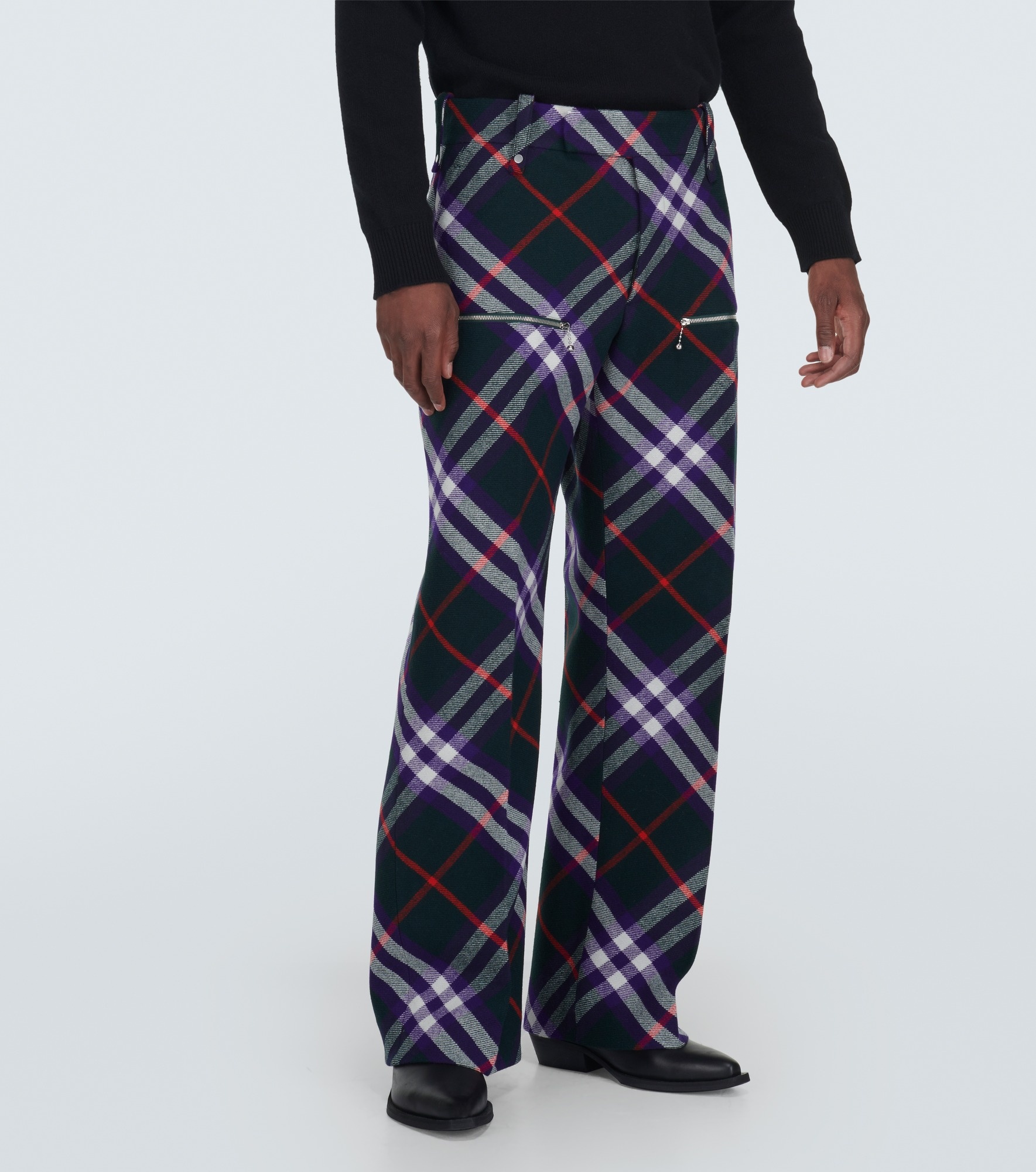 Burberry Check wool pants - 3